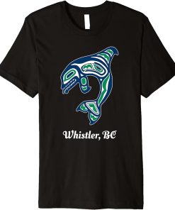 Blue Green Native American Whistler BC Orca Killer Whale Premium T-Shirt