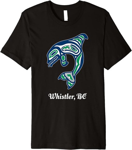 Blue Green Native American Whistler BC Orca Killer Whale Premium T-Shirt