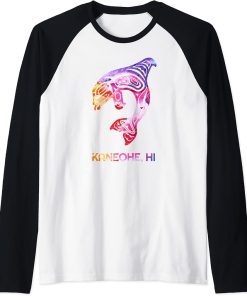 Tribal Kaneohe Orca Killer Whale Indigenous Native Raglan Baseball Tee