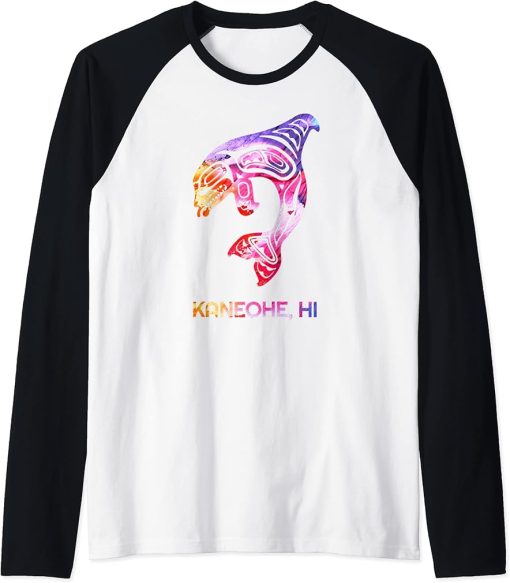 Tribal Kaneohe Orca Killer Whale Indigenous Native Raglan Baseball Tee