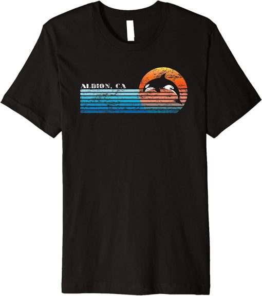 Vintage Albion, CA Retro 80s Orca Sunset Premium T-Shirt