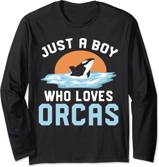 Killer Whale Lover Ocean Animal Lover Just A Boy Orca Long Sleeve T-Shirt